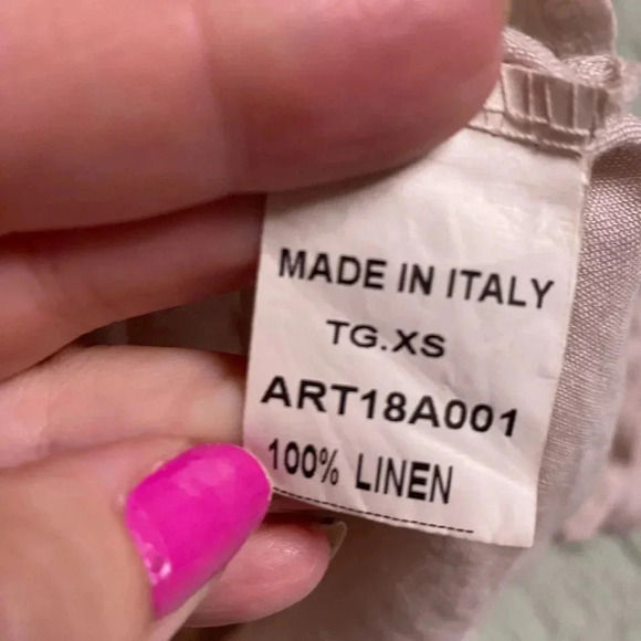 Francesca Bettini Italian Linen Shift Dress Size XS Tiered Bell Sleeves - Picture 5 of 9